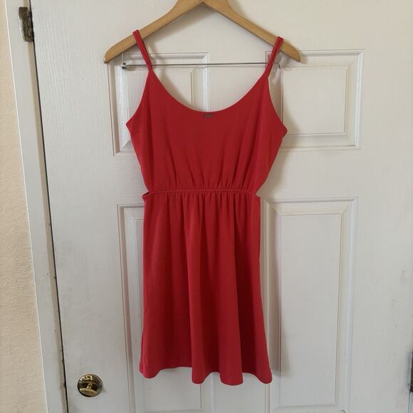 Volcom Le Fresh Mini Swing Dress Womens Orange Y2K Scoop Neck Size Small Party - Picture 7 of 13